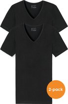 SCHIESSER 95/5 T-shirts (2-pack) - V-hals - zwart - Maat: L