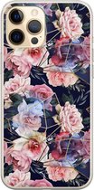 iPhone 12 hoesje - Geometrisch bloemen - Soft Case Telefoonhoesje - Bloemen - Multi