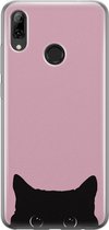 Oppo Find X3 hoesje - Zwarte kat - Soft Case Telefoonhoesje - Roze