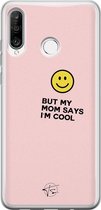 Huawei P30 Lite hoesje - I'm cool quote - Siliconen - Soft Case Telefoonhoesje - Tekst - Roze