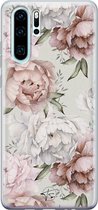 Huawei P30 Pro hoesje - Klassieke bloemen - Siliconen - Soft Case Telefoonhoesje - Bloemen - Beige