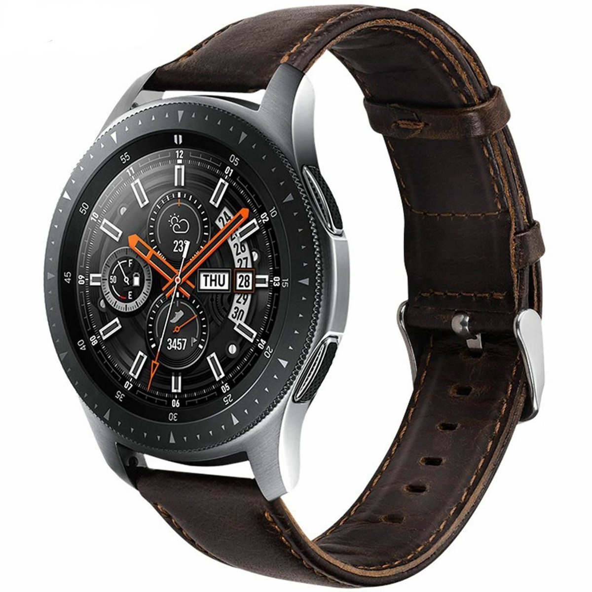 Geschikt voor Samsung Galaxy Watch leren bandje - donkerbruin - 41mm / 42mm