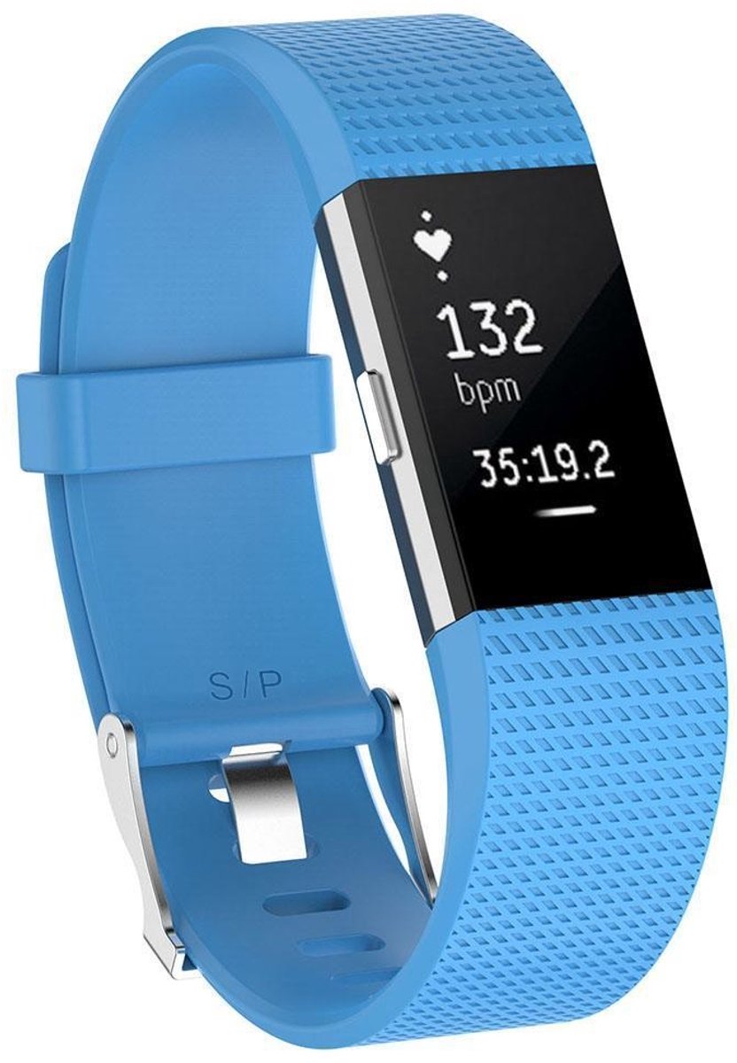 Fitbit Charge 2 siliconen bandje - blauw - Maat L