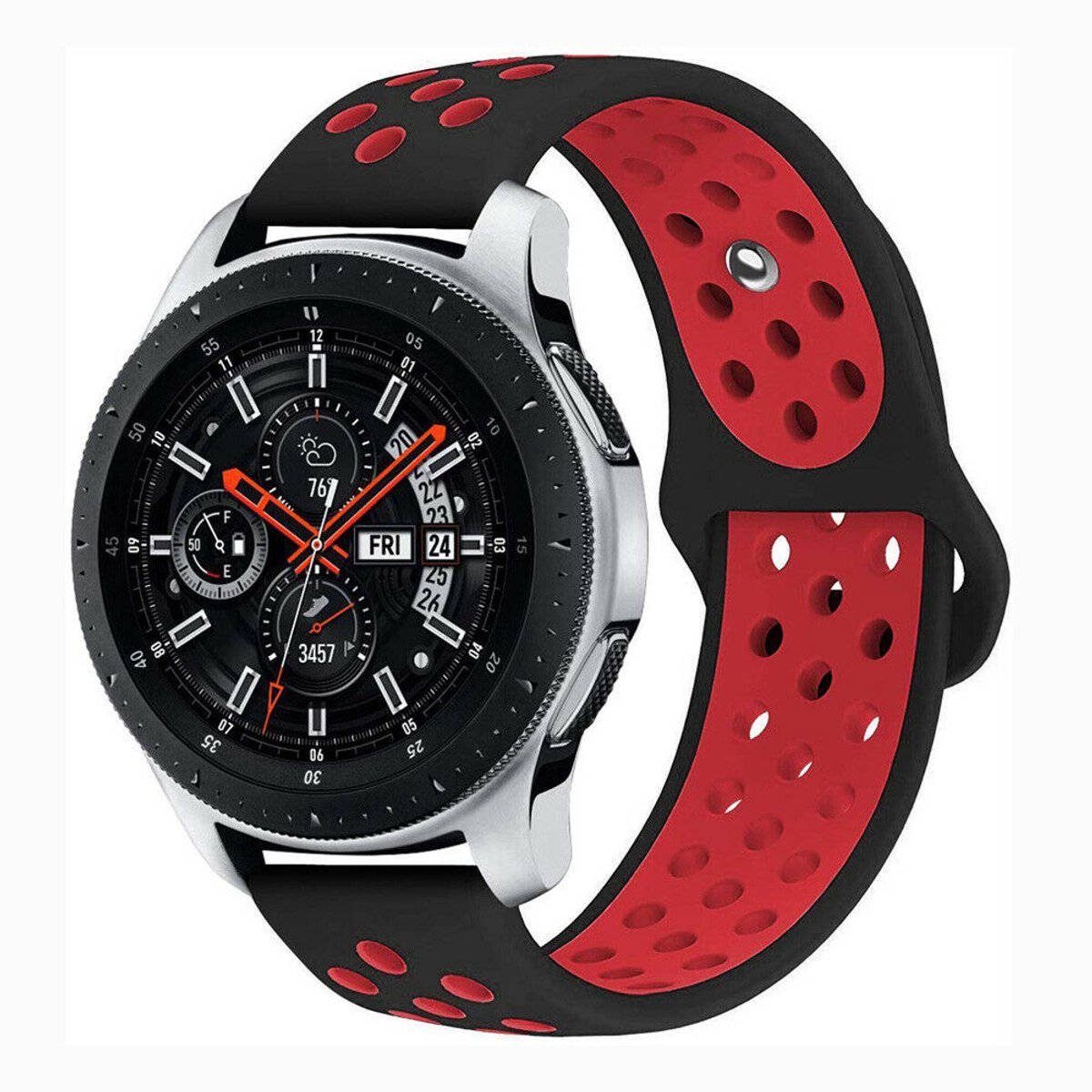 Sportband – geschikt voor Samsung Galaxy Watch (45mm / 46mm) – zwart/rood