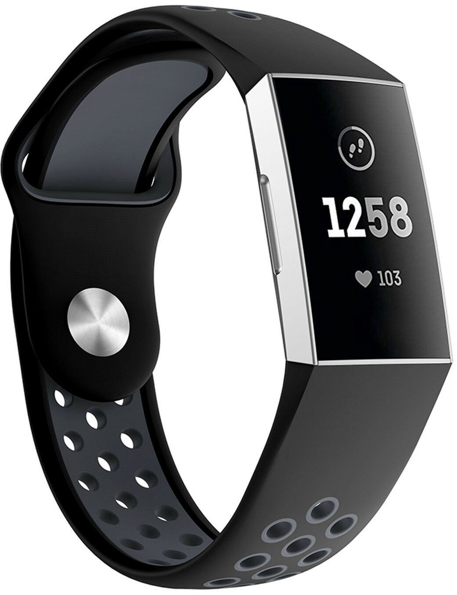 Fitbit Charge 3 sportband (zwart grijs) - Afmetingen: Maat S
