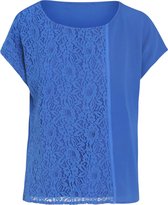 Cassis - Female - T-shirt in kant en crêpe  - Bic blauw