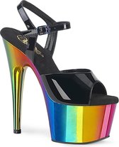 Pleaser Sandaal met enkelband, Paaldans schoenen -35 Shoes- ADORE-709RC Paaldans schoenen Multicolours/Zwart