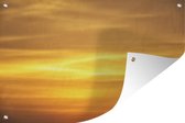 Muurdecoratie Okergele zonsondergang - 180x120 cm - Tuinposter - Tuindoek - Buitenposter