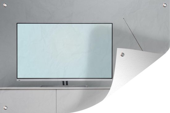 Tuindecoratie Een flat screen televisie naast een retro televisie - 60x40 cm - Tuinposter - Tuindoek - Buitenposter