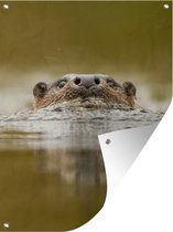 Tuinschilderij Otter zwemt - 60x80 cm - Tuinposter - Tuindoek - Buitenposter