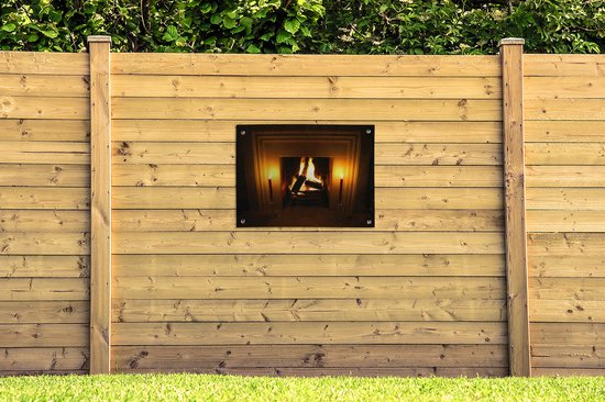 Affiche de jardin Cheminée dans une pièce sombre 80x60 cm - Toile de jardin / Toile d'extérieur / Peintures d'extérieur (décoration de jardin)