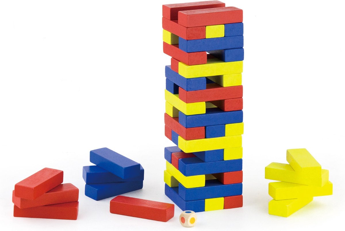 Viga Toys Behendigheidsspel Stapeltoren Hout 48-delig