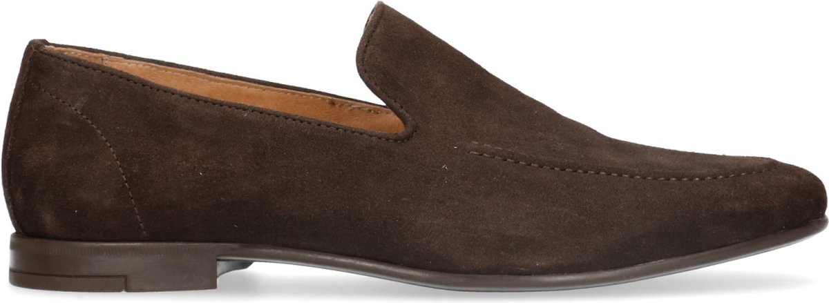 Manfield - Heren - Donkerbruine suède loafers - Maat 47