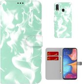 Voor Samsung Galaxy A10e/A20e Cloud Fog Pattern Horizontale Flip Leather Case met Houder & Kaartsleuf & Portemonnee (Mintgroen)