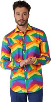 Chemise Rainbow Zig Zag d'OppoSuits - Chemise pour hommes - Chemise décontractée Rainbow Pride - Multicolore - Taille EU 39/40