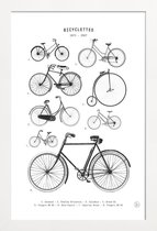 JUNIQE - Poster met houten lijst Bicyclettes -13x18 /Wit & Zwart