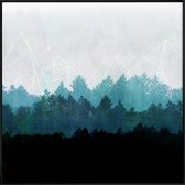 JUNIQE - Poster met kunststof lijst Woods Abstract -50x50 /Blauw &