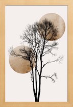 JUNIQE - Poster met houten lijst Sun And Moon Hiding Gold -13x18