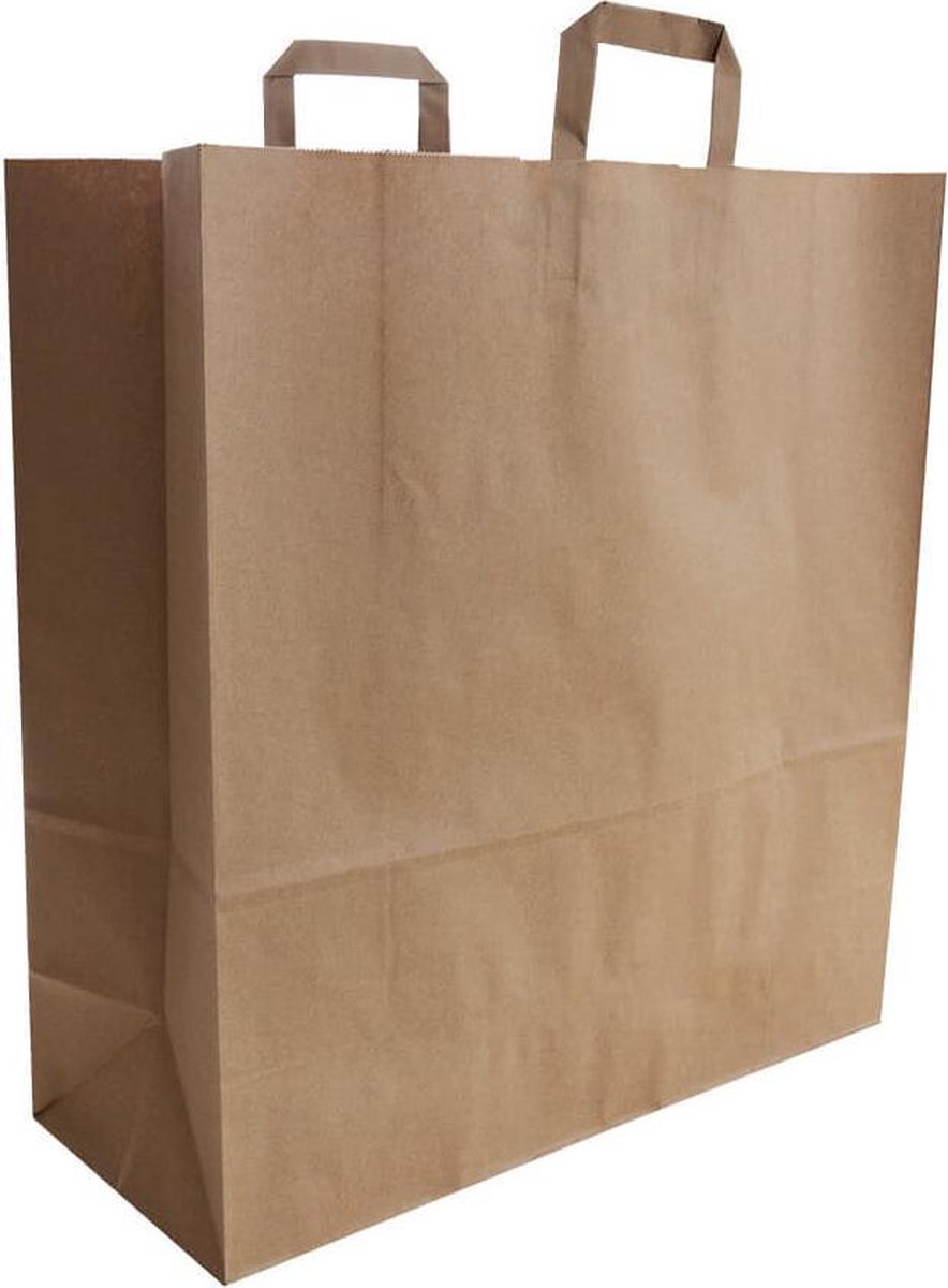 Papieren tasjes 50 stuks Budget - Bruin - A5 32 x 12 x 40cm - Cadeautasjes - Papieren tasjes met handvat