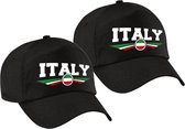 2x stuks italie / Italy landen pet / baseball cap zwart volwassenen