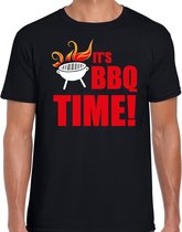Its bbq time t-shirt zwart - barbecue cadeau shirt voor heren - verjaardag / vaderdag kado 2XL
