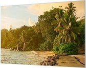 Wandpaneel Caribbisch Strand Groen  | 150 x 100  CM | Zilver frame | Wandgeschroefd (19 mm)