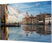 Wandpaneel Venetie spiegelbeeld in water  | 150 x 100  CM | Zilver frame | Wandgeschroefd (19 mm)