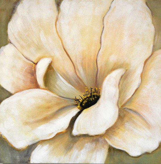 Peinture fleur blanche grande 75 x 75 Artello - peint à la main - peinture  sur toile -... | bol.com