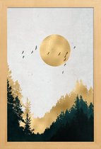 JUNIQE - Poster in houten lijst Goldmond -60x90 /Geel & Grijs