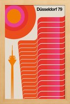 JUNIQE - Poster in houten lijst Vintage Düsseldorf 79 -40x60 /Oranje &