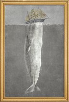 JUNIQE - Poster met houten lijst Revenge of the Whale -20x30 /Grijs