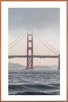 JUNIQE - Poster met kunststof lijst Golden Gate Bridge -20x30 /Grijs