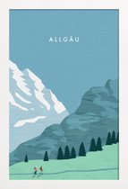 JUNIQE - Poster in houten lijst Allgäu - retro -20x30 /Blauw & Groen