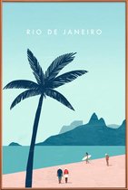 JUNIQE - Poster met kunststof lijst Rio De Janeiro - retro -13x18