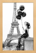 JUNIQE - Poster met houten lijst Black Balloons -13x18 /Grijs & Wit