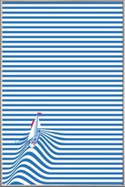 JUNIQE - Poster met kunststof lijst Sail Away -13x18 /Blauw & Wit