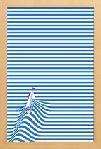 JUNIQE - Poster in houten lijst Sail Away -20x30 /Blauw & Wit