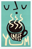 JUNIQE - Poster Yum Coffee -30x45 /Turkoois