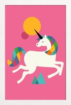 JUNIQE - Poster in houten lijst To Be A Unicorn -20x30 /Kleurrijk