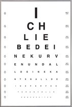 JUNIQE - Poster met kunststof lijst Eye Chart Ich Liebe Dich -40x60