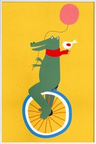 JUNIQE - Poster in kunststof lijst Unicycle Croc -20x30 /Kleurrijk