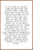 JUNIQE - Poster met kunststof lijst Life Is Beautiful -40x60 /Wit &