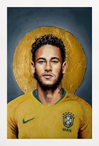 JUNIQE - Poster met houten lijst Football Icon -Neymar -30x45