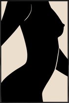 JUNIQE - Poster in kunststof lijst Silhouette II -30x45 /Grijs & Ivoor
