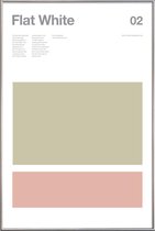 JUNIQE - Poster met kunststof lijst Flat white - minimalistisch -13x18