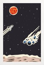 JUNIQE - Poster met houten lijst Space Rocket -13x18 /Zwart