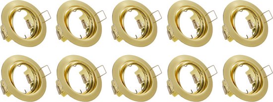 Spot Armatuur 10 Pack - Torna - GU10 Inbouwspot - Rond - Goud - Aluminium - Kantelbaar Ø83mm