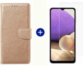BixB Samsung A32 5G hoesje - Samsung Galaxy A32 5G screenprotector - BookCase Wallet - Goud