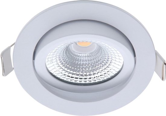 EcoDim - LED Spot - Inbouwspot - ED-10028 - 5W - Waterdicht IP54 - Dimbaar - Warm Wit 2700K - Mat Wit - Aluminium - Rond - Kantelbaar