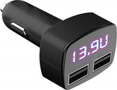 Platinet Universele Autolader - Met Spanningsmeter - 2 USB Poorten - Zwart